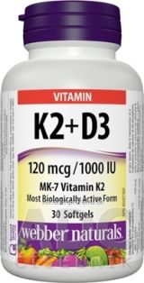 Webber Naturals Vitamín K2+D3 120 mcg/1000 IU